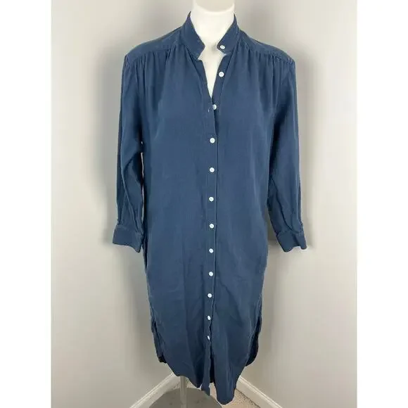 Emerson Fry | Dresses | Emerson Fry Blue Linen Button Down Midi Shirt Dress  Xs | Poshmark